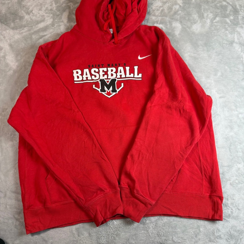NIKE Saint Marys Baseball Adult XL Red Pullover Hoodie Swoosh College Fleece